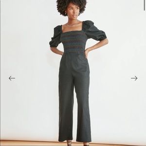 Something Navy Black Smocked Jumpsuit